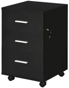 Vinsetto Dulap de Birou Depozitare Birou pe Rotile 3 Sertare Încuiabile 40 x 40 x 61,5 cm Negru | Aosom Romania