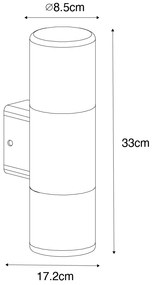 Lampa de perete exterioara moderna neagra cu 2 lumini IP44 - Odense