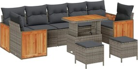 vidaXL Set de canapele pentru grădină cu pernă 10 pcs Gri