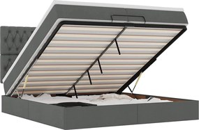 vidaXL Cadru de pat otoman cu saltele țesătură gri închis 200x200cm