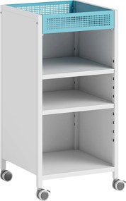 HOMCOM Bibliotecă mobilă cu rafturi reglabile, 3-stufiger Rollwagen mit oberem Korb, Weiß | Aosom Romania