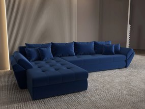 Colțar extensibil dumonde cu ladă de depozitare si sezut confortabil din spuma high-density, Loana XL Royal Albastru 335x185 cm