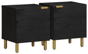 vidaXL Noptiere, 2 buc., negru, 40x33x46 cm, lemn masiv de mango