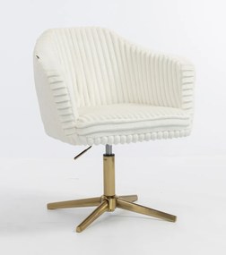 HR832CROSS Scaun Alb Teddy Cord cu Bază Aurie