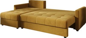 Coltar extensibil de colt VENORIA, mustar, reversibil, 220x143 cm + 2 perne GRATUIT