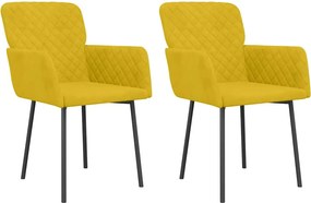 vidaXL Scaune de bucătărie, 2 buc., galben, catifea