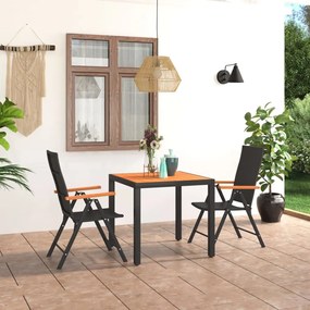 3060076 vidaXL Set mobilier de grădină, 3 piese, negru și maro