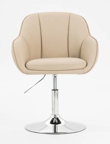 HR2055N Scaun Crem din Piele Ecologica cu Bază Cromata