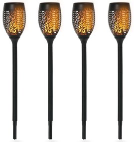 Outsunny Set 4 Lămpi LED de Exterior cu Energie Solară și Țăruși, Ø12x72 cm, Negru | Aosom Romania