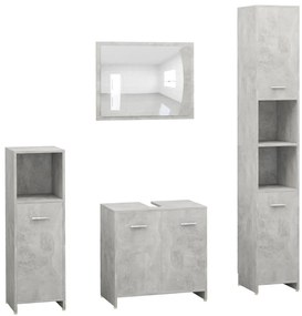 3056884 vidaXL Set mobilier baie, 4 piece, gri beton, lemn prelucrat