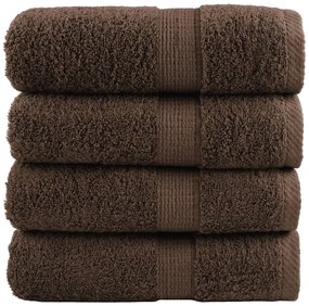 vidaXL Prosoape de baie premium SOLUND, 4 buc., maro, 30 x 30 cm, 600 g/m²