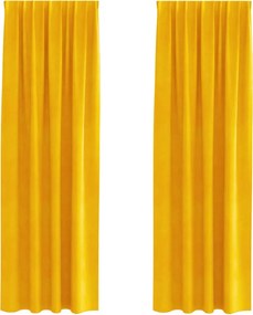 vidaXL Perdele opace 2 pcs Galben muștar 140 x 260 cm Catifea