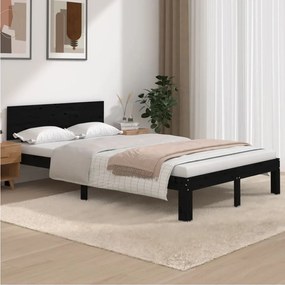 810494 vidaXL Cadru de pat, negru, 120x200 cm, lemn masiv de pin