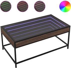 vidaXL Măsuță de cafea cu LED infinity, stejar maro, 90x50x41cm