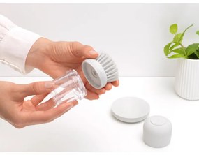 Dozator detergent de vase cu perie Brabantia Sinkside 1003318, 100 ml, Peri din poliester, Suport, Gri deschis