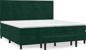vidaXL Pat box spring cu saltea, verde închis, 200x200 cm, catifea