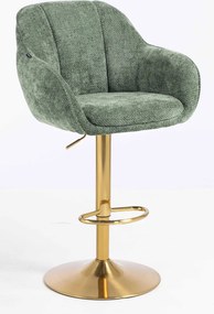 HR2055W Scaun Verde Salvie Grid Premium cu Bază Aurie