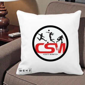 Perna Personalizata CSM Sighetu Marmatiei Sport, 40x40 cm, Alba Mata, Husa Detasabila, Perna Inclusa, BEKZ®
