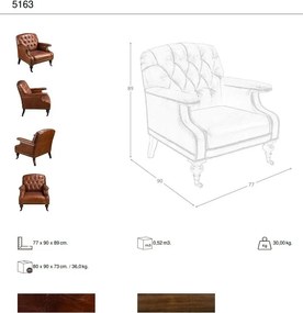 Fotoliu design italian, Piele Naturala, Chesterfield 5163