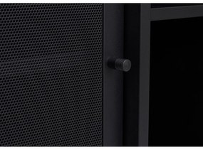 Comodă neagră din metal cu ușă glisantă 160x75x46 cm Veep – Unique Furniture