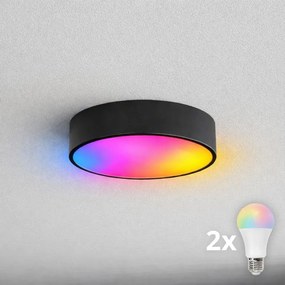 BRILAGI - LED RGBW plafonieră de baie dimabilă CLARE 2xE27/12W/230V IP54 neagră