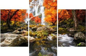 Tablou - Cascade în pădurea portocalie (90x60 cm)