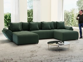 Colțar extensibil dumonde cu ladă de depozitare si sezut confortabil din spuma high-density, Berlin U Ambience Green 380x180 cm