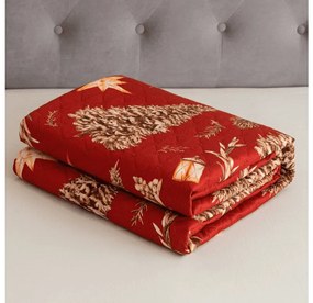 Cuvertura de pat cu model GOLD CHRISTMAS, rosu Dimensiune: 170 x 210 cm