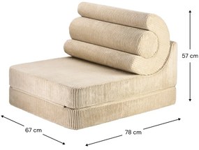 Fotoliu pentru copii maro deschis cu tapițerie din catifea reiată Flipster – Wigiwama