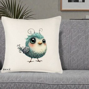Perna Decorativa Pui Teal cu Aripioare Ornamentale, 40x40 cm, Crem Reliefat, Husa Detasabila, Perna Inclusa, BEKZ®