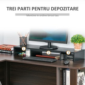 Vinsetto Stand pentru doua monitoare cu lungime si unghi reglabil, stand ridicare ecran pentru laptop, computer | Aosom Romania