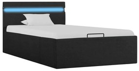 285601 vidaXL Cadru pat hidraulic ladă cu LED gri închis 100x200cm textil