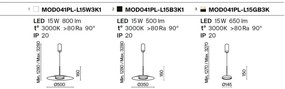 Pendul LED design modern El 14,5cm negru/auriu