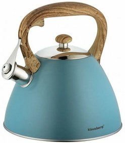 Ceainic cu fluier Klausberg KB 7263, 22 cm, 3 L, Inductie, Otel, Albastru
