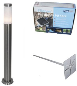 Lampă de stâlp exterioară modernă din oțel cu opalin 80 cm IP44 - Rox