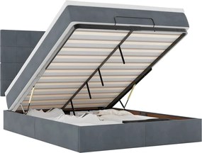vidaXL Cadru de pat otoman cu saltele Gri închis 140x200cm catifea
