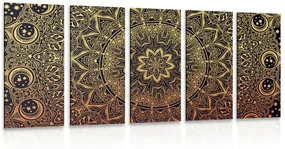 Tablou 5-piese Mandala orientală de aur