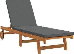 vidaXL Șezlong cu pernă Maro 63 x 199 x 85cm Lemn masiv de acacia