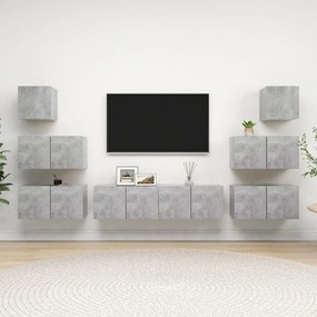 Set de dulapuri TV, 8 piese, gri beton, PAL Gri beton, 60 x 30 x 30 cm, 8