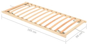 Baza de pat cu sipci 13 sipci cap picioare ajustabile 90x200 cm 90 x 200 cm, Tetiera  suport pentru picioare (manual)