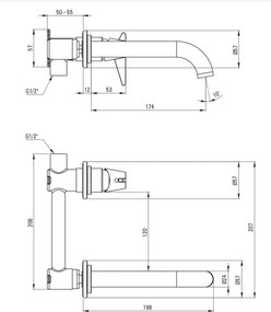 🚰 Baterie chiuvetă încastrată TEMISTO, finisaj alamă – Cod BQT_M54L