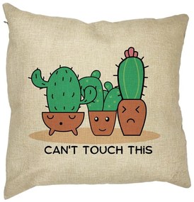 Perna Decorativa Patrata Cactus Can't Touch This, 40x40 cm, Husa Detasabila, Burduf