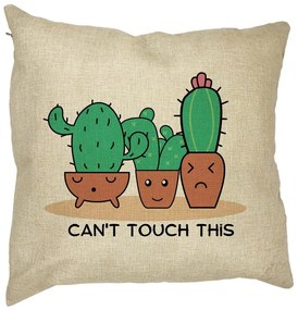 Perna Decorativa Patrata Cactus Can&apos;t Touch This, 40x40 cm, Husa Detasabila, Burduf