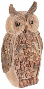 Decorație de toamnă Bufniță cu iluminare, 21 x 12x 37 cm, magneziu, imitație de lemn