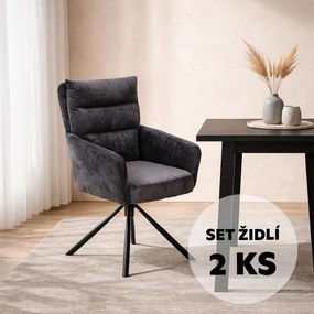 Set - 2 scaune de dining rotative AVENBERG TESSA Gri închis