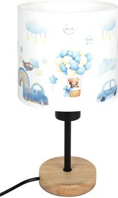 Brilagi - Lampă de masă BOBO WOOD 1xE27/25W/230V stejar/negru/alb/albastru/ursuleți