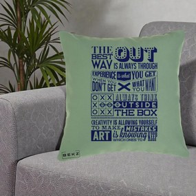 Perna Decorativa Citate Creativitate Albastru, 40x40 cm, Verde, Husa Detasabila, Perna Inclusa, BEKZ®