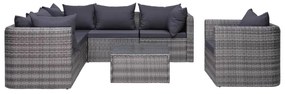 44158 vidaXL Set canapea de grădină cu perne, 7 piese, gri, poliratan