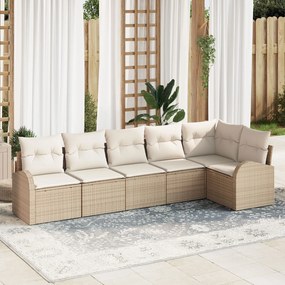 vidaXL Set de canapele pentru grădină cu pernă 6 pcs Bej Rattan poli