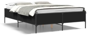 3279817 vidaXL Cadru de pat, negru, 120x190 cm, lemn prelucrat și metal